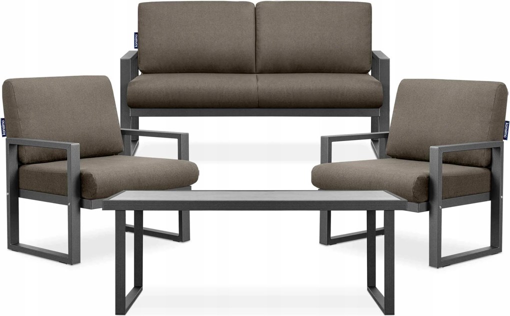 Sada záhradného nábytku stôl pohovka stolík antracit/béžová Konsimo Frena loft