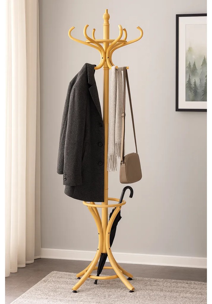 Drevený masívny vešiak prírodná, 186 cm