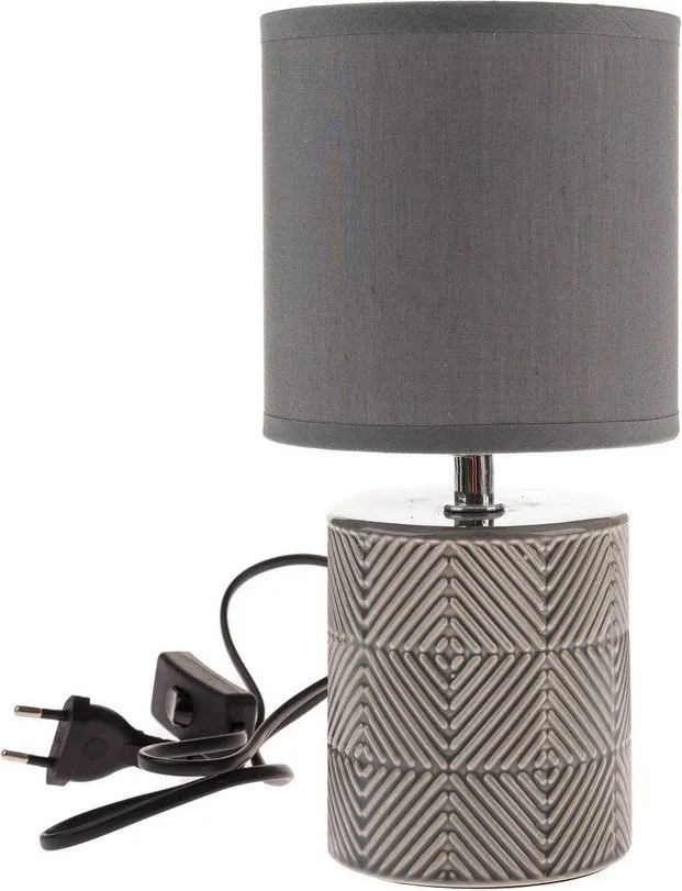 Sivá stolová lampa s textilným tienidlom (výška 27 cm) – Dakls