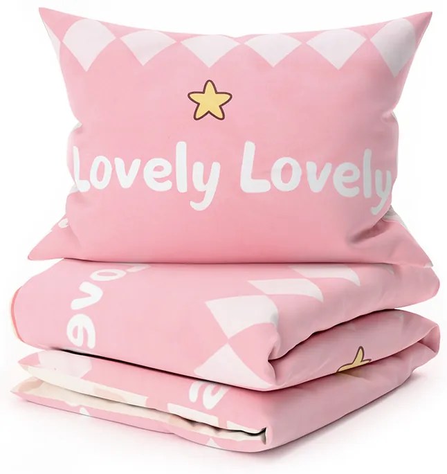 Bavlnené obliečky do postieľky AUTÁ LOVELY ružové