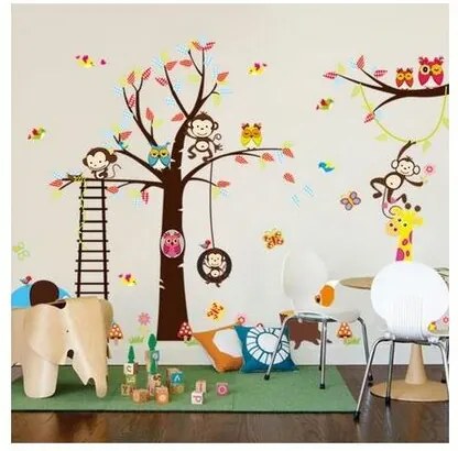 Samolepiace dekorácie Rozprávkový strom sovičky, opice
