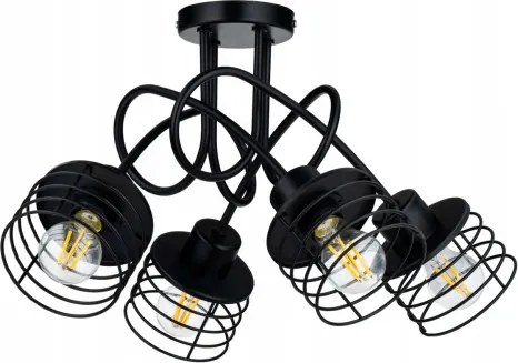 Závesná lampa na strop LOFT 4x čierna pružina