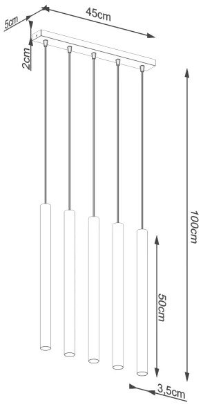 Sollux SL.1274 - Luster na lanku PASTELO 5xG9/8W/230V betón