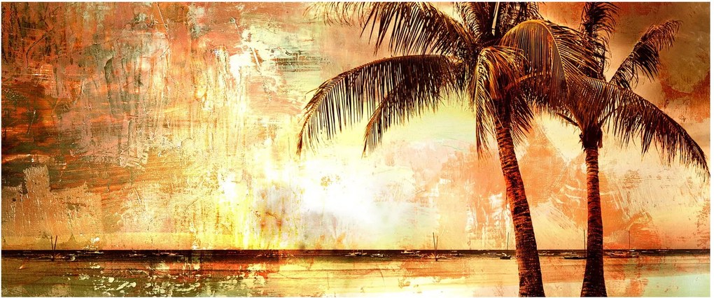 Obraz - Palmy na pláži (120x50 cm)