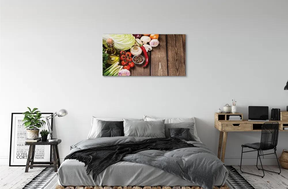 Obraz canvas Olivový korenie cibuľa cesnak 100x50 cm