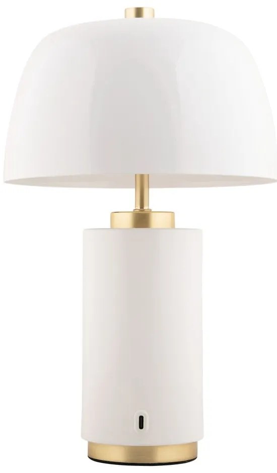 Biela LED stmievateľná stolová lampa s kovovým tienidlom (výška 30 cm) Freya – Leitmotiv