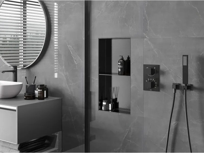 Mexen X-Wall-NR, polica na zapustenie bez príruby 60 x 30 cm, grafitová matná - 19E1603010S