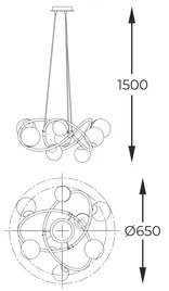 Závesné svietidlo 8 tienidiel gule čierno-zlaté NISYRO