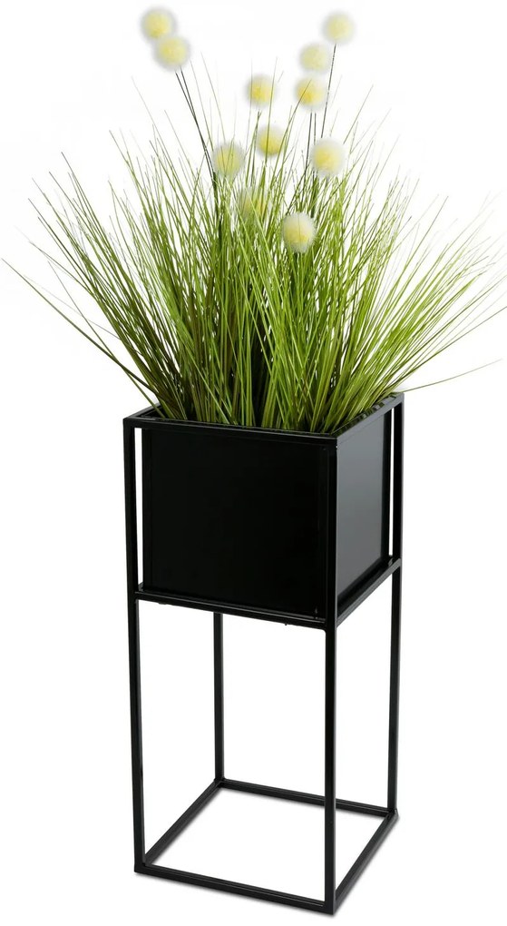 KOVOVÝ KVETINÁČ SO STOJANOM PLAIN 50X24 CM ČIERNA