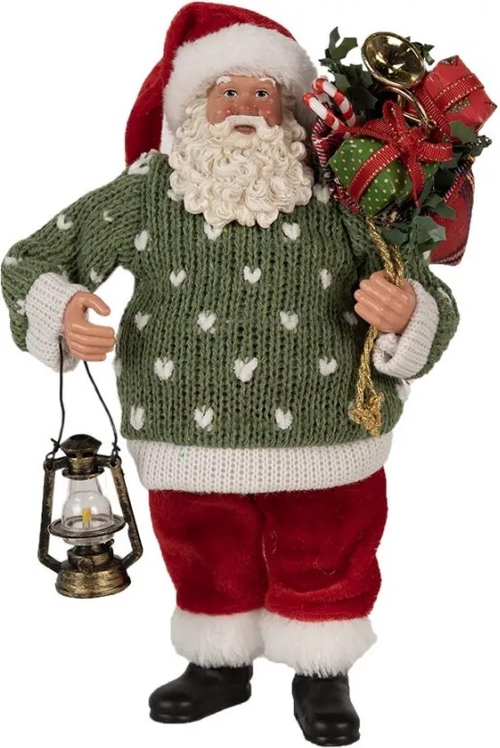 Christmas Decoration Figurine Santa Claus 27 Cm Green Red Plastic - 17*11*27 cm