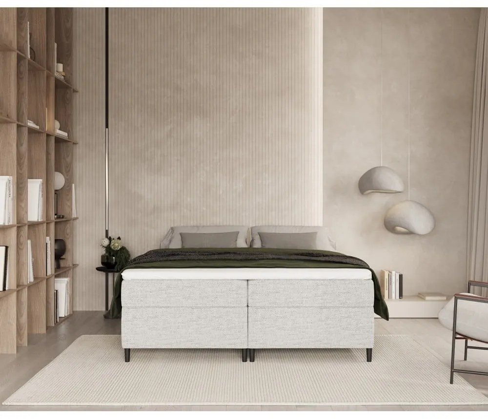 Svetlosivá boxspring posteľ s úložným priestorom 200x200 cm Araya – Maison de Rêve