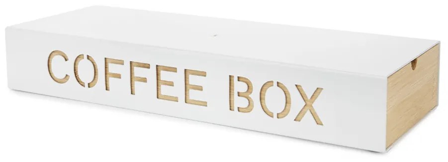 Box na kávové kapsuly a stojan, BALVI Coffee Box, biely kov