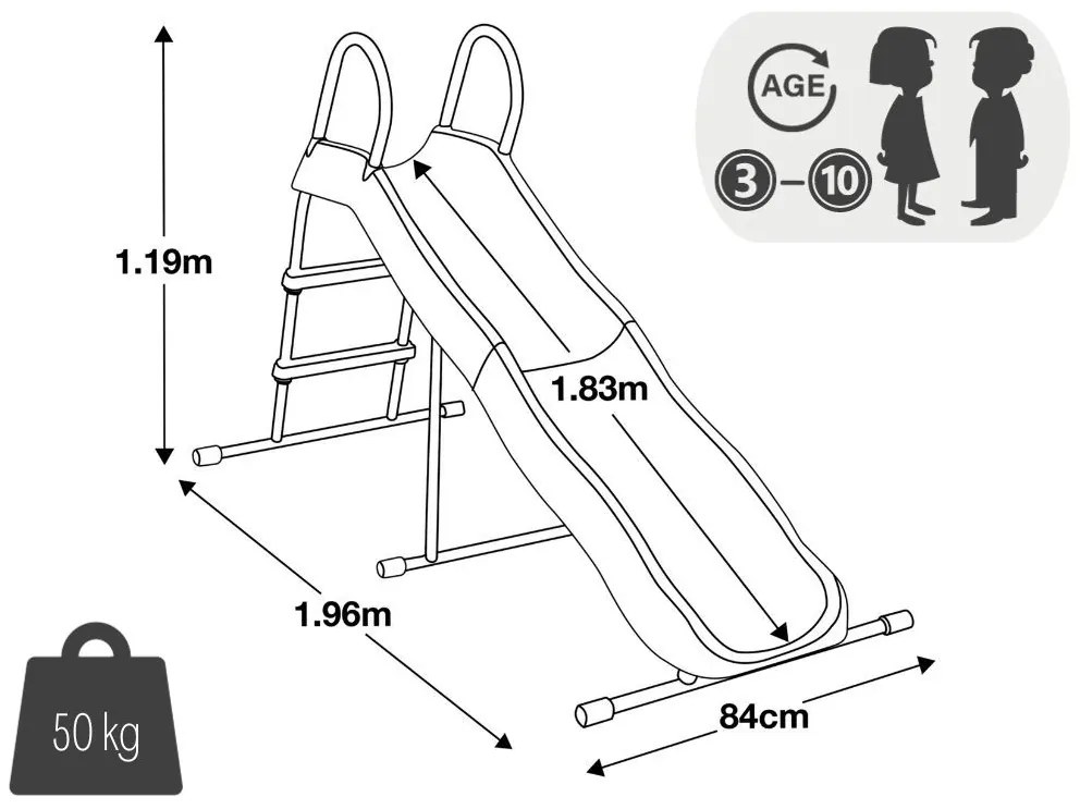 Detská záhradná šmýkačka, 183 cm, INTEX