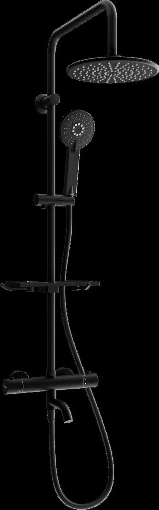 Mexen - KT40 sprchový set s termostatickou vaňovou batériou Kai, čierna, 779004093-70