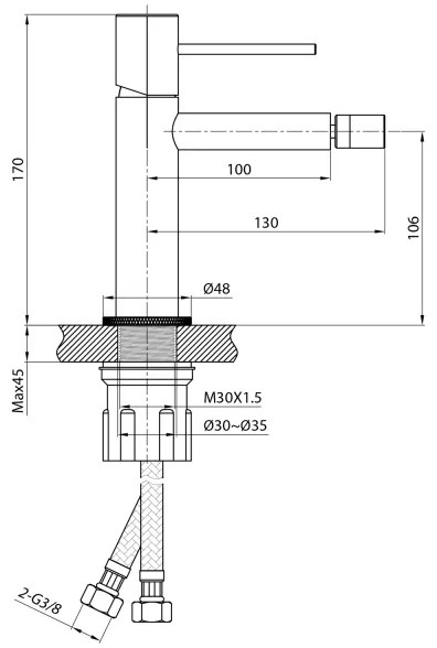 Sapho - Bidetová batéria SOLARIS matná čierna