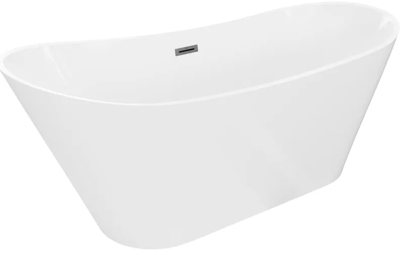 Mexen Dora, voľne stojaca vaňa 160 x 75 cm, biela, prepad brúsený grafit, 52071607500-66