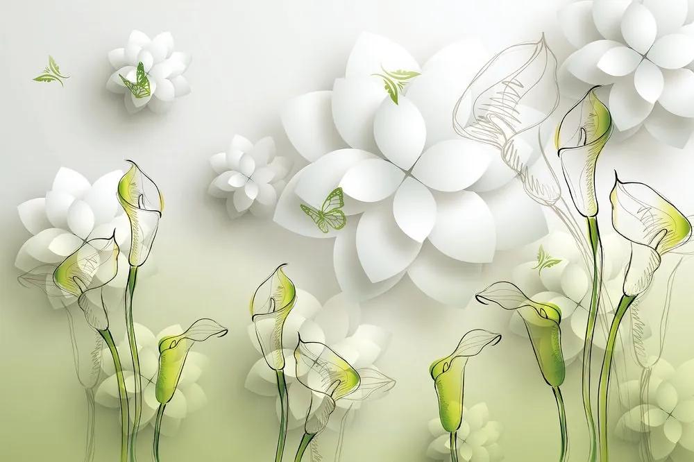 Samolepiaca tapeta abstraktné kvety - 300x200