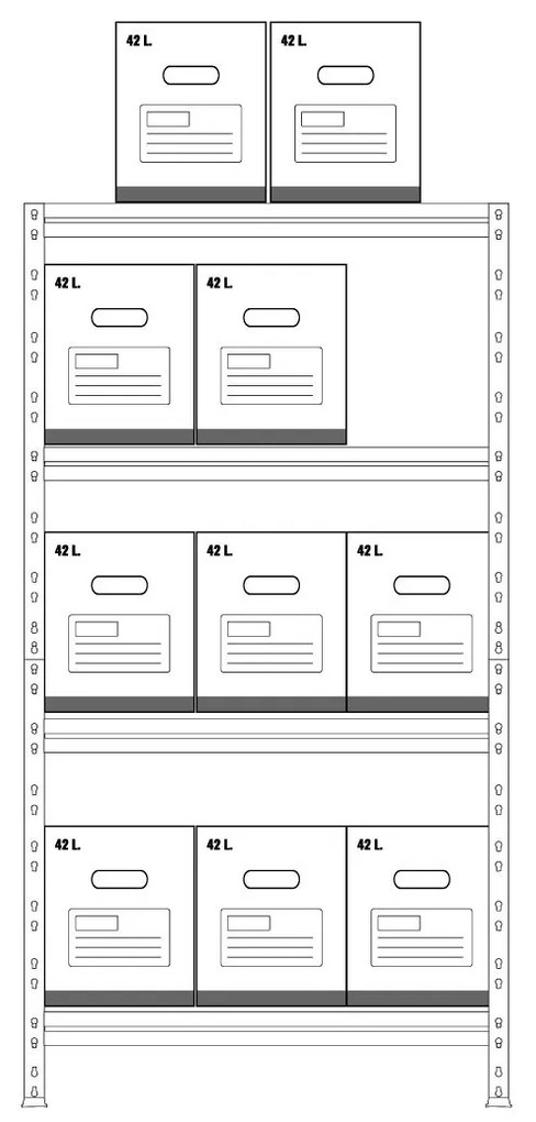 Régal RIVET PACK 180x90x45cm s 10 kartónovými krabicami