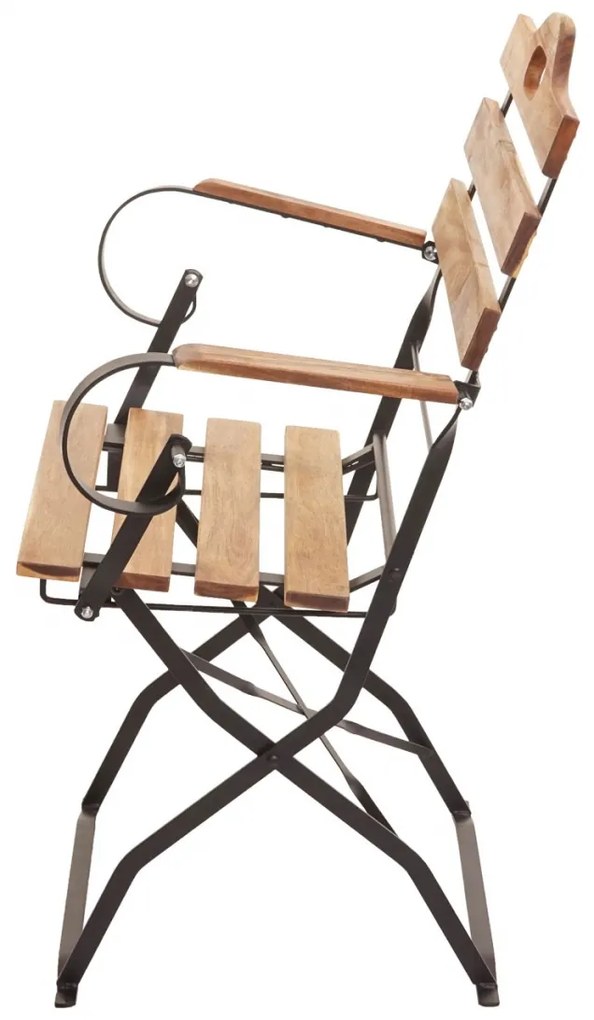 Záhradná súprava 4 skladacích stoličiek a stola HWC-J40, drevo / kov - natur