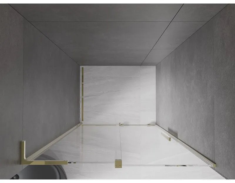 Mexen Velar L, posuvné sprchové dvere do otvoru 90 cm, 8mm číre sklo, zlatá lesklá, 871-090-003-01-50