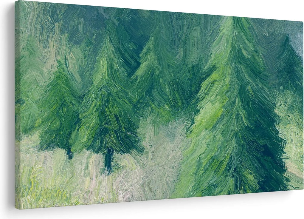 Obraz - Maľované ihličnany (90x60 cm)