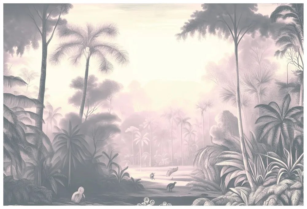 Samolepiaca tapeta zahmlená tropická krajina