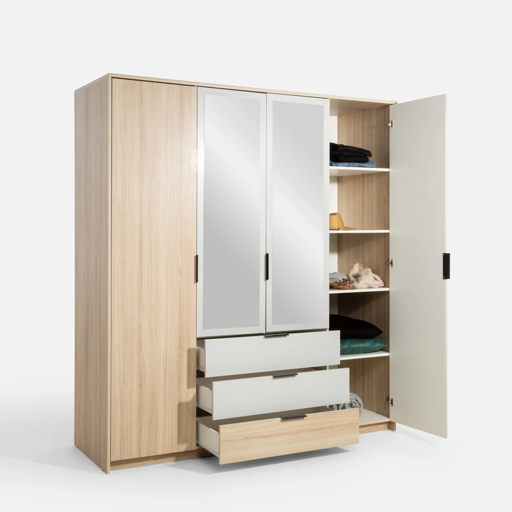 Šatní skříň Ryga 02 187 cm dub Riva/šedá