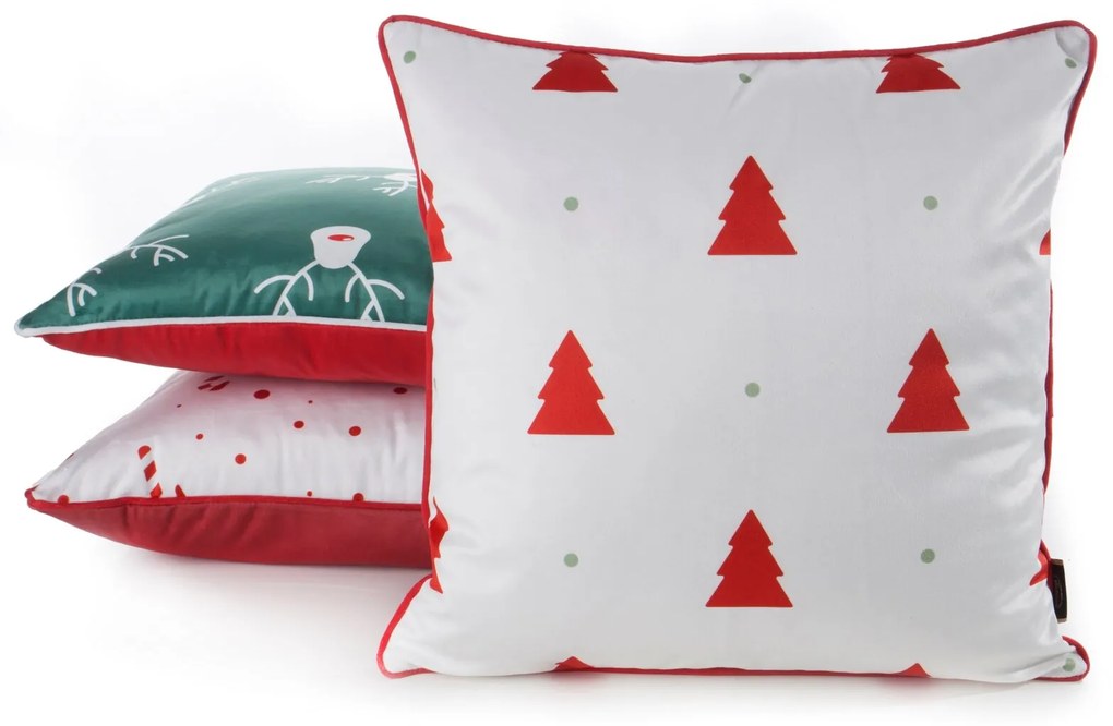 VIANOČNÁ DEKORAČNÁ OBLIEČKA NA VANKÚŠ TREE 45X45 CM VZOROVANÁ