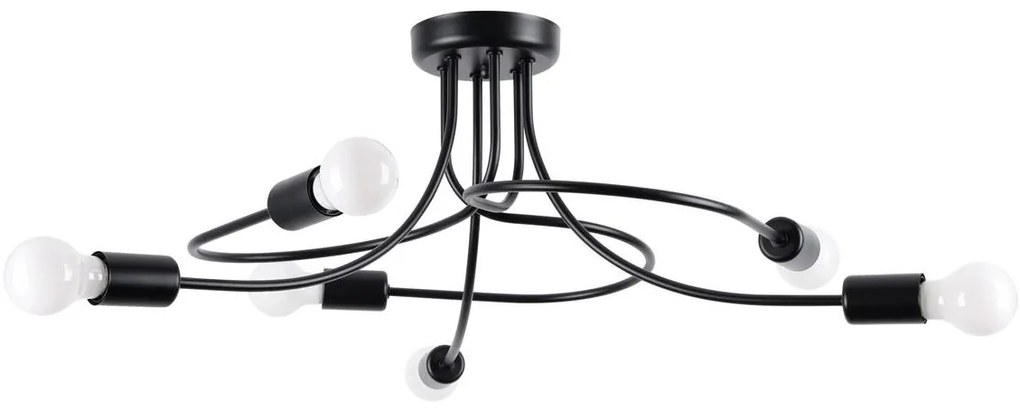 Sollux SL.1456 - Luster na tyči LEVAR 6xE27/15W/230V čierna