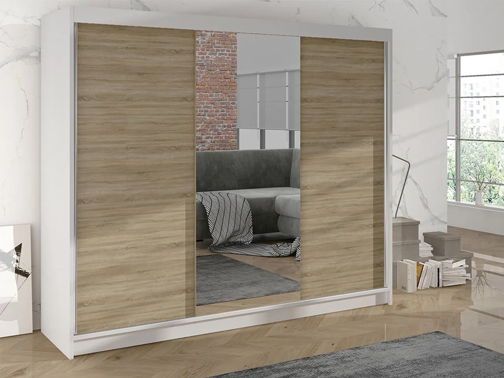 Šatníkova skriňa Geneva I, Farby: biely / dub artisan