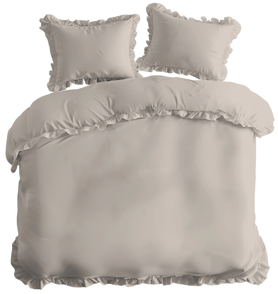 Posteľná obliečka s volánikom Beige 140x200/70x80 cm – 100% bavlna, boho, nežehlivá