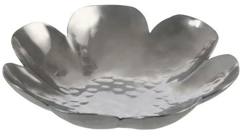 Strieborný kovový svietnik v tvare kvetu S - 12,5 * 12,5 * 2,75 cm