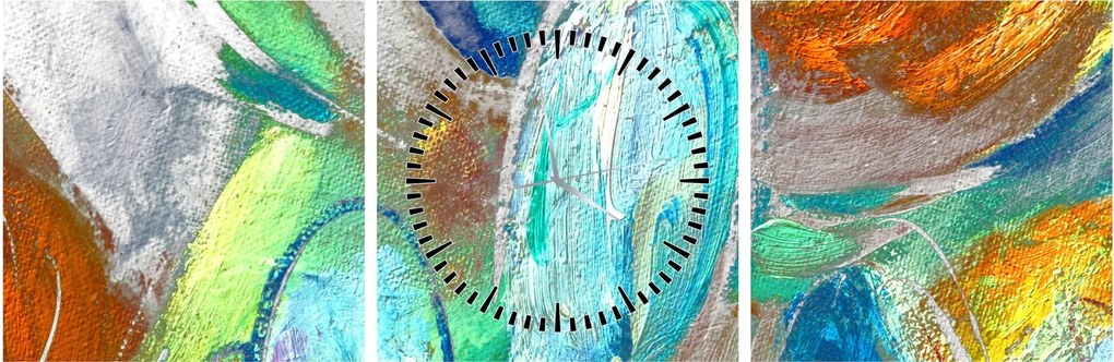 Obraz - Farebná abstrakcia (s hodinami) (90x30 cm)