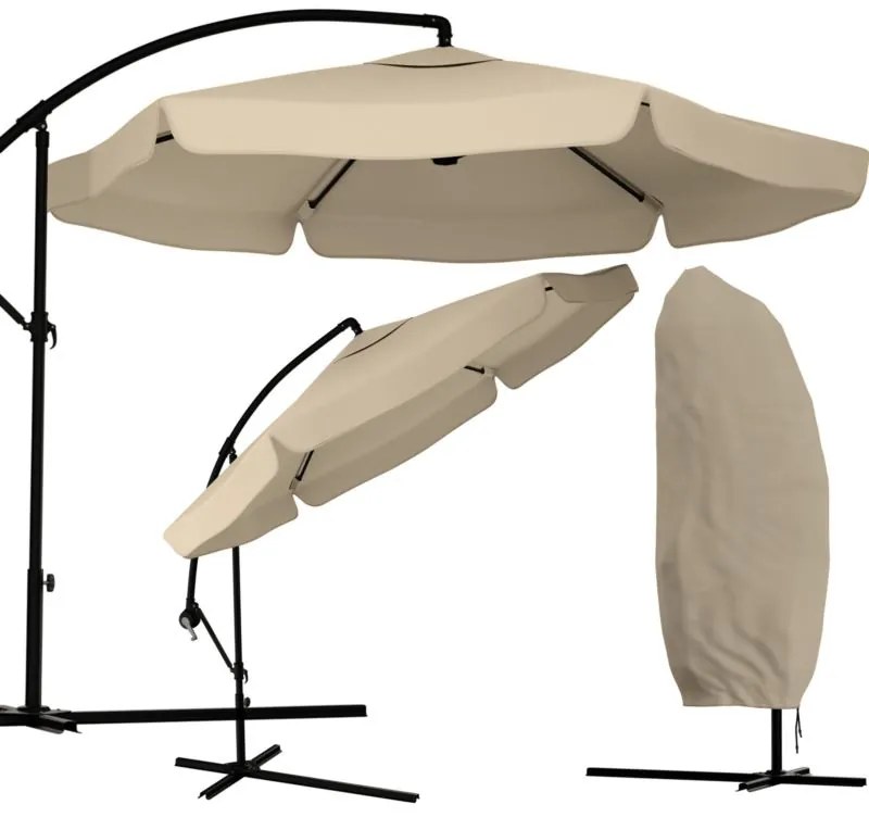 Záhradný skladací slnečník LEVI 300 cm, béžovo-hnedý + obal zdarma