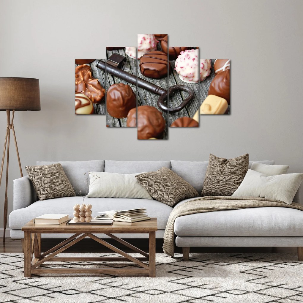 Obraz čokolády a kľúče (150x105 cm)