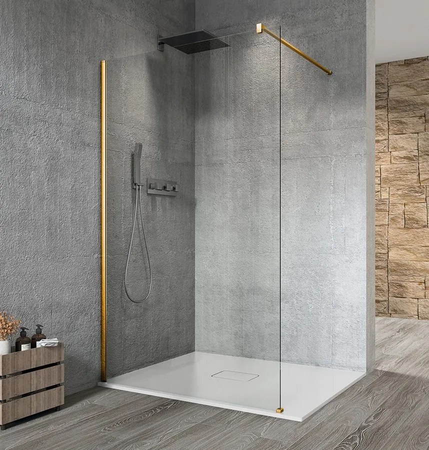 Gelco Gelco, VARIO GOLD MATT jednodielna sprchová zástena na inštaláciu k stene, 8mm číre sklo, 1200 mm, zlatá matná, GX1212-01