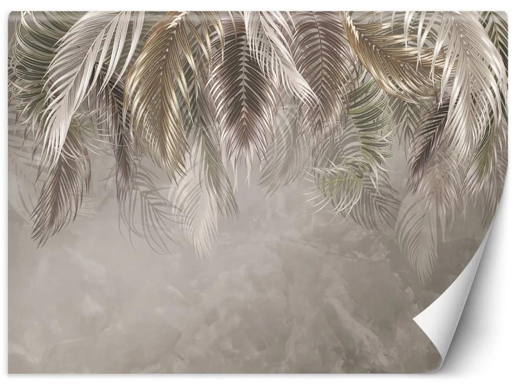 Fototapeta, Palmové listy betonové 3D - 150x105 cm