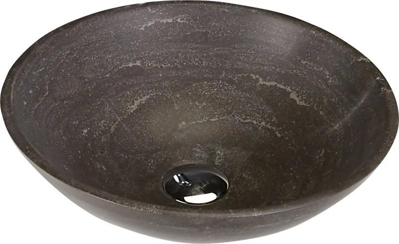 Sapho Sapho, BLOK 1 kamenné umývadlo priemer 40cm, matný tmavý kameň, 2401-02