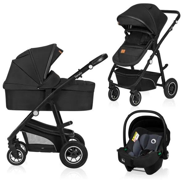 Lionelo - Kombinovaný kočík 3v1 BIANKA Black Onyx
