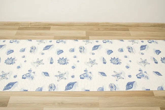 Kúpeľňová penová rohož softy-tex 820 krémová / modrá, mušle