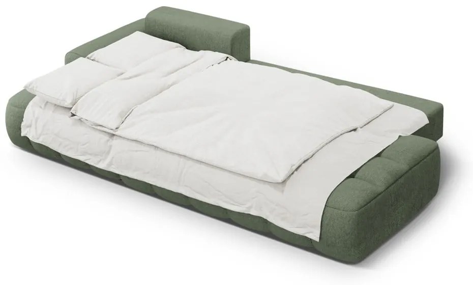 Zelená rozkladacia/s úložným priestorom rohová pohovka (ľavý roh/s leňoškou) Linz – Cosmopolitan Design