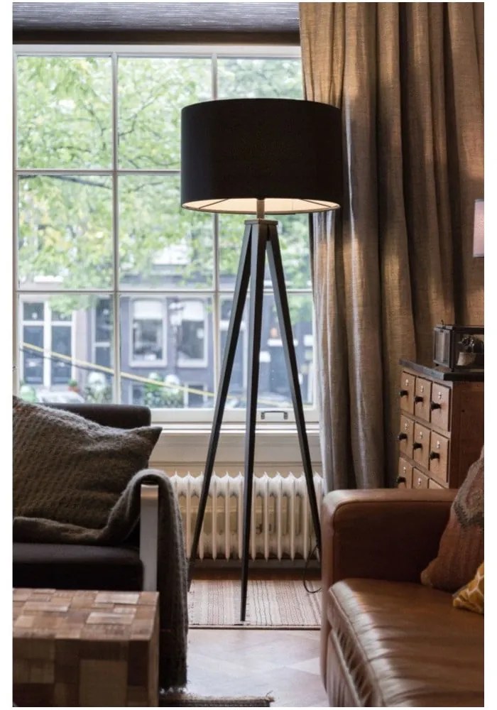 Čierna stojacia lampa Zuiver Tripod