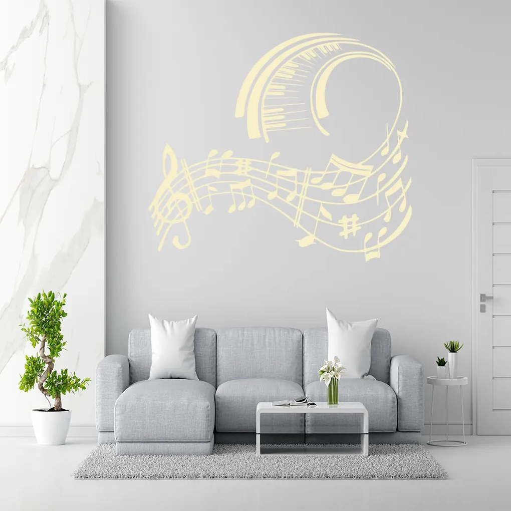 Veselá Stena Samolepka na stenu na stenu Skladba pre klavír Farba: růžová, Veľkosť: 100 x 86 cm