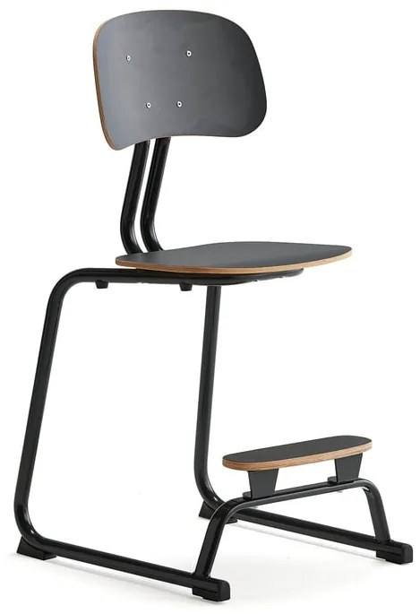 Školská stolička YNGVE, podnož s klzákmi, antracit, antracit, V 520 mm
