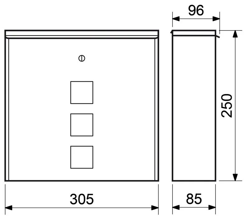 Poštová schránka, 305 x 96 x 250 mm, nerez