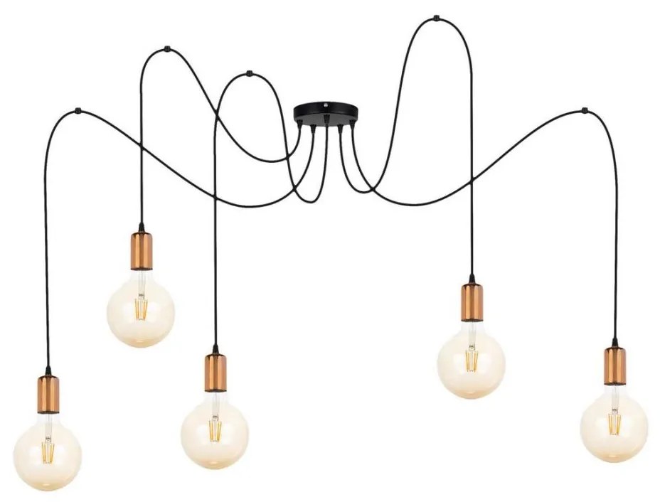 Belis Luster na lanku MIROS 5xE27/60W/230V pavúk čierna/medená 0074