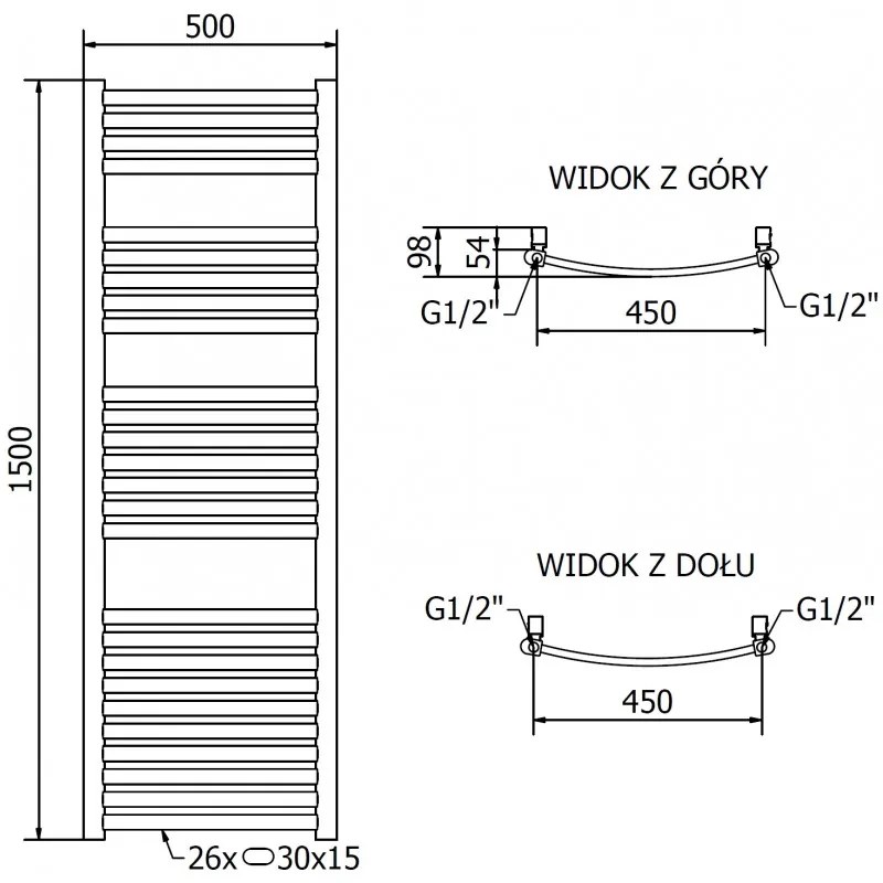 Mexen Helios, vykurovacie teleso 1500x500 mm, 537 W, zlatá lesklá, W103-1500-500-00-50