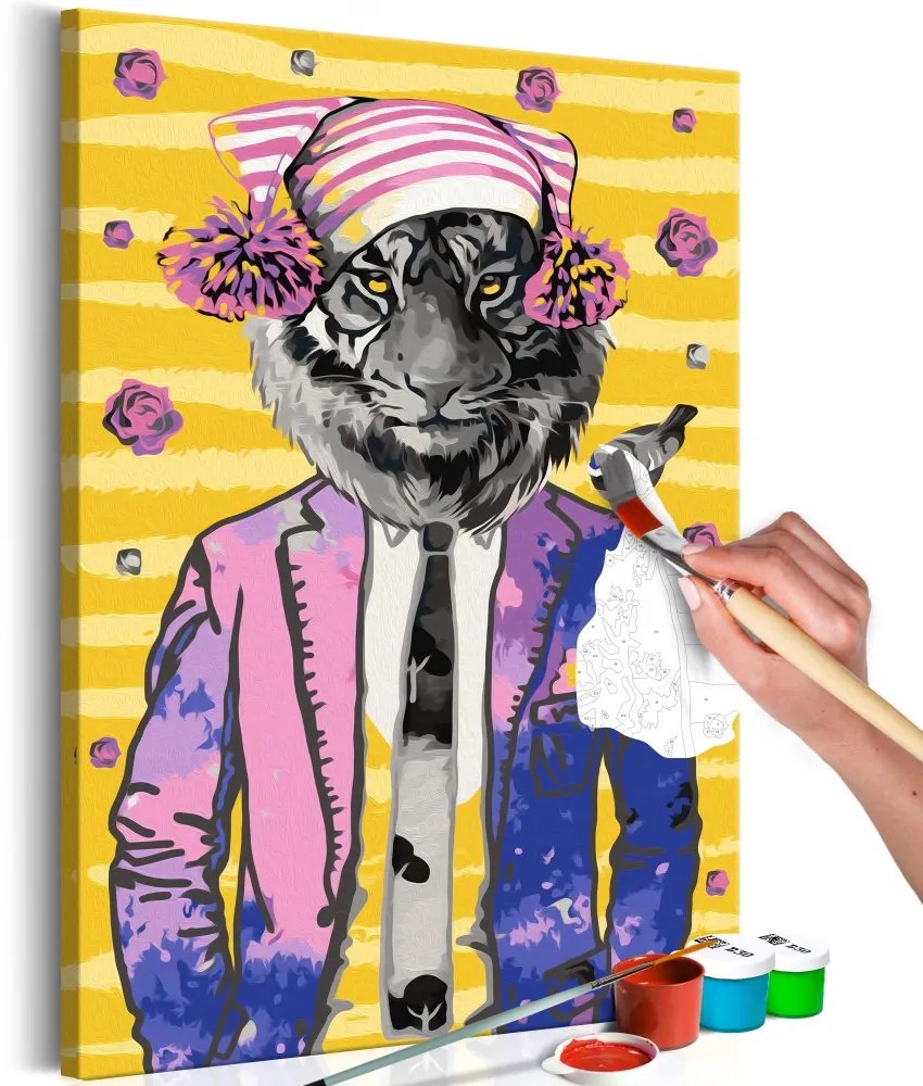 Maľovanie podľa čísiel - Tiger in Hat 40x60