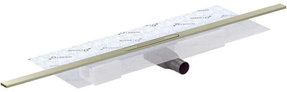 I-DRAIN AIO sprchový žľab s hydroizoláciou + skracovateľný rošt z nerezovej ocele, dĺžka 950 mm, zlatá svetlá kartáčovaná PVD, ID5A09501AIO1.WG