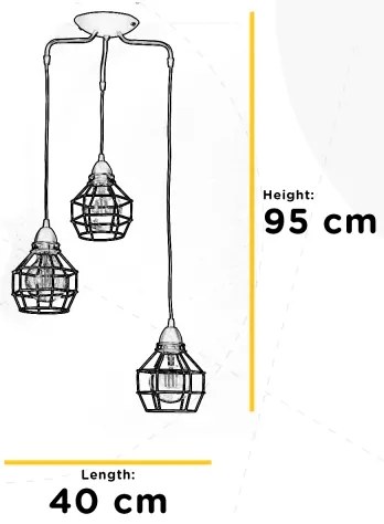 ONLI - Luster na lanku SPIDER 3xE27/15W/230V čierna/hnedá